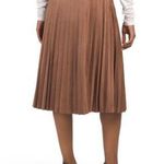 Bagatelle  brown size Large Faux Suede Pleated Midi Skirt Photo 2