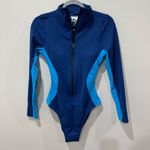 New! TA3 Medium Long Sleeve Surfy Zip Up One Piece Rashguard Blue Shapewear Swim Photo 1