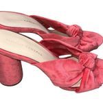 Loeffler Randall Coco Pink Knotted Velvet Block Heel Slides Mules Sandals 9.5 Photo 2