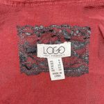 LOGO By Lori Goldstein Size 4 Pink - Floral Lace Trim Open Front Drape Jacket Photo 3