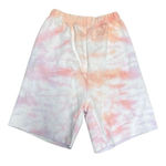 Danzy Pink Orange Tie Dye Elastic Waist Sweat Shorts XS Raw Hem Casual Leisure Pink Photo 0
