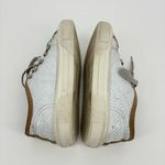 P448 Sally Low Top Sneakers Size 7 Reptile Print White Tan Metallic Photo 5