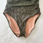 J.Crew Sleek ruched one-shoulder one-piece swimsuit cool cypress green
Size 8 Photo 4