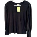 Nation Ltd Nation Puff Sleeve 100% Pima Cotton Pleated Tee Shirt Black Women's Size Medium Photo 1