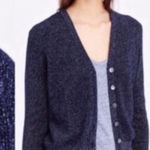 J.Crew Size XS Metallic Blue Silver Ribbed V Neck Button Front Cardigan Photo 0