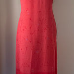 Jane Ashley Vintage ‘90s  Coral Embroidered Hem Scoop Neck Sleeveless Maxi Dress Photo 0