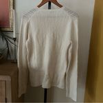 J.Crew Vintage Wool Pointelle Henley Buttons Knit Sweater Cream White Size M Photo 4
