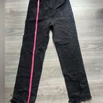 Good American Black Color Treated Split Raw Hem Straight Leg Denim Jeans Size 12 Photo 8