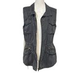 Caslon  Petite XS dark blue grey utility vest cotton blend versatile styling NWOT Photo 8