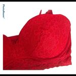 PINK - Victoria's Secret PINK Victoria’s Secret  Lipstick Red Lace Push Up Bralette Sz. L Date Night Photo 2