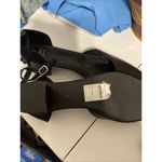 LADIES EVANS BLACK LEATHER CHUNKY HEELED SHOES SIZE 11 Elaine Extra Wide Photo 4