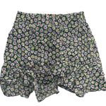 ZARA Skirt Womens Small Green White Black Floral Daisy Mini Ruffled Hem Photo 1