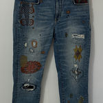 Pilcro Anthropologie  The Borrowed Embroidered Boyfriend Distressed Jeans Photo 0