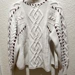 Ba&sh  Eba Turtleneck Cable Knit Wool Blend Pullover White Cream Red Size M Photo 6