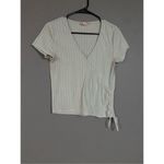 Pink Rose Ribbed Tie Wrap Short Sleeve Top Size Large Photo 1