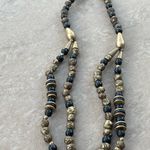 Unique Vintage Vintage Gold and Black Bead Double Layer Long Necklace Photo 1