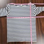 J.Crew Factory Striped Top Cotton Black & White Boatneck Blue Cuffs Size XXS Photo 6