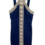 Lilly Pulitzer Vena stretch shift halter mini dress true navy gold trim size 0 Photo 0