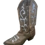 Justin Boots Justin Brown SIlver Leather Western Cowboy Boots Men's sz 7.5 D Women's size 9.5 Photo 0