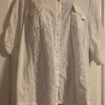 cj banks  100% Cotton Floral Lace Button Up Roll Sleeve Plus Size 2x Embroidered Photo 0