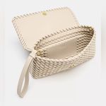 ZARA Woven Braided Clutch Wristlet Purse New Cream Photo 2