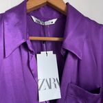 ZARA Purple Satin Effect Wrap Shirt Dress NEW Mini Size Small Blogger Fav Night Photo 3
