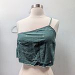 ZARA  NWOT Embroidered crop top green 3798/004 Boho Size M Photo 4