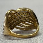 925 Gold Over Sterling Diamond Infinity Ring Round Sparkle Statement Band Size 6 Photo 3