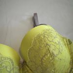 Victoria's Secret Victoria’s Secret 36D Lined Demi Neon Yellow Grey Lace Underwire Bra Dream Angel Photo 11