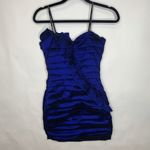City Triangles Vintage Bodycon Shimmer Ruffle Taffeta Blue Sz Small Photo 1
