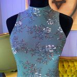 Vintage 90s/Y2k Charlotte Russe Sheer Mesh Floral Mock Neck Bodysuit Size S Gray Photo 1