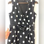 Karl Lagerfeld  6 Classic Wide Leg Belted Polka Dot Jumpsuit Black n White Photo 4