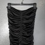Black Ruched Bodycon Maxi Dress Medium Stretchy Strapless Evening Gown Photo 2