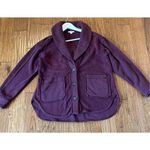 Knox Rose  burgundy collared shawl neck Sherpa shacket small Photo 7