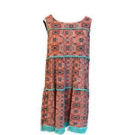 Uncle Frank  coral mandala shift dress with piping and fringe, EUC size S Photo 3