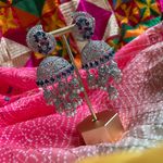 Sparkly AD Navy & Silver Jhumka Photo 5