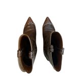 Tony Lama Vintage Western Boots Size 7 brown white stitching mid calf Photo 3