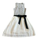 Reiss  Zeta Grey White Tank Dress Bow Belt Stretchy Ribbed Cotton Blend SIze 6 Photo 0
