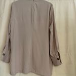 Marled Tan Long Sleeve Boxy Blouse with Mandarin Collar Size L Photo 7