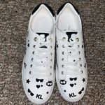Karl Lagerfeld Womens New  Cat Choupette Print Sneakers Shoes Black & White Photo 2
