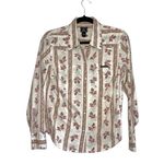 Lucky Brand Vintage Cream Floral Print 100% Cotton Button Down Western Top Photo 0