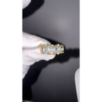 Victorian Style Blue Topaz Five Stone Ring Sterling Silver‎ Sz 8 Gold Tone Photo 3