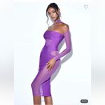 NEW Miss Circle Barrett Mesh Long Sleeve Bandage Midi Dress Purple Medium M NWT Photo 3