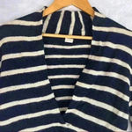 J.Crew  Sweater Women Sz M Blue Cream Striped 100% Baby Alpaca V Neck Long Sleeve Photo 1