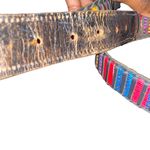 Stitched woven Genuine Leather Aztec Ethnic Boho Indie Print Belt size 42 pink Photo 5