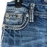 Miss Me SZ 26 Mid-Rise Boot Jeans Distressed Whiskered Stretch Zip-Fly Pockets Photo 2