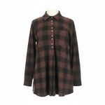 Soft Surroundings Mad About You Blouse LP Brown Plaid Cozy Fall Button Top Photo 6