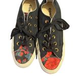 Converse  All Star Low Top Floral‎ Print Sneakers Black Gold Eyelets Photo 0