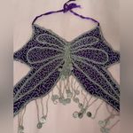 Purple and Silver Embroidered Butterfly Top and Skirt Set Photo 2