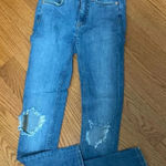 Free People  Straight Legged Distressed Blue Denim Jeans Size W24 Photo 0